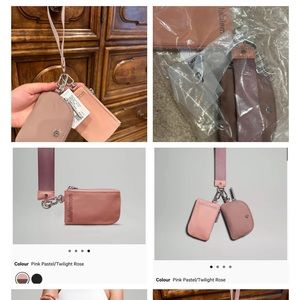 NWT Lululemon Dual Pouch Wristlet Pink Pastel/Twilight Rose